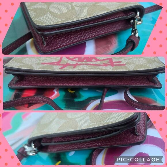 Coach x Guang Yu Signature Rexy Canvas and Leather Anna Crossbody Bag. Beige/Red - Picture 8 of 10